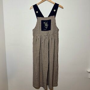 Jessica Howard Vintage Navy and White Checkered Jumper Dress, Size 8